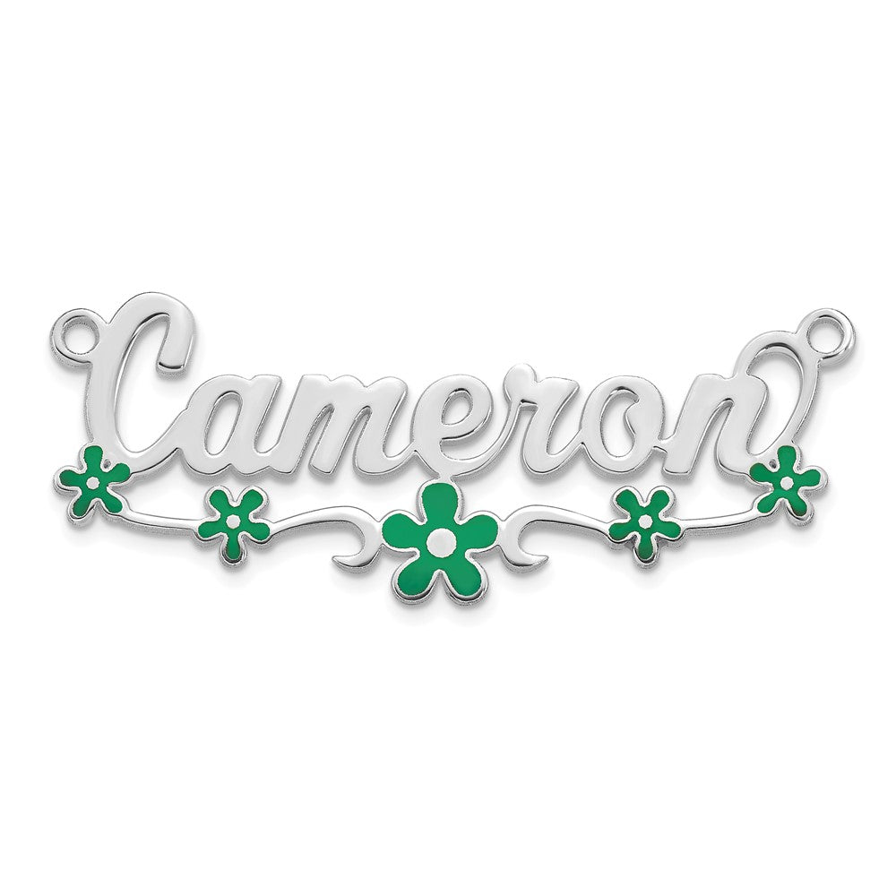 Sterling Silver/Rhodium-plated Epoxy Flower Name Plate