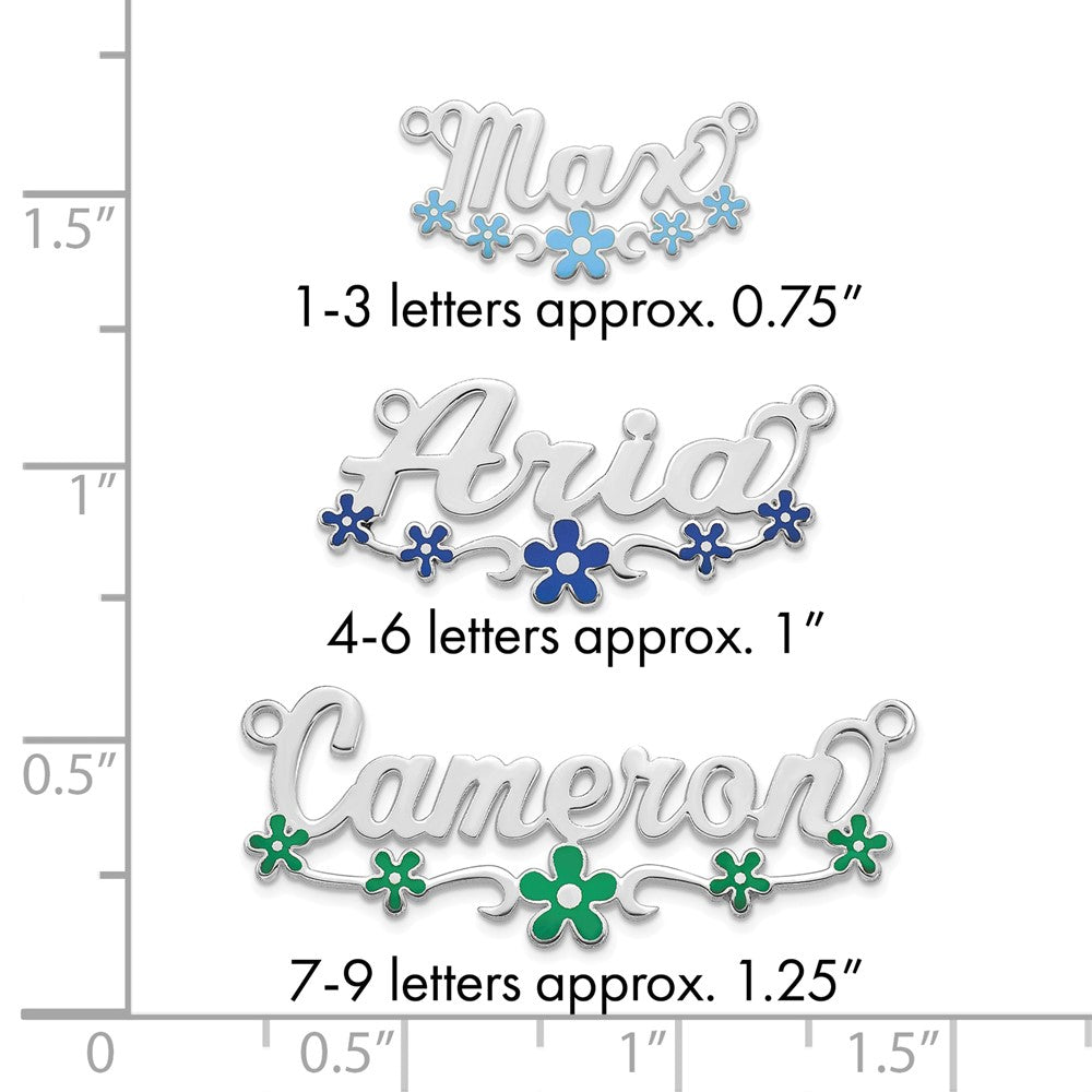 14k White Gold Epoxy Flower Name Plate