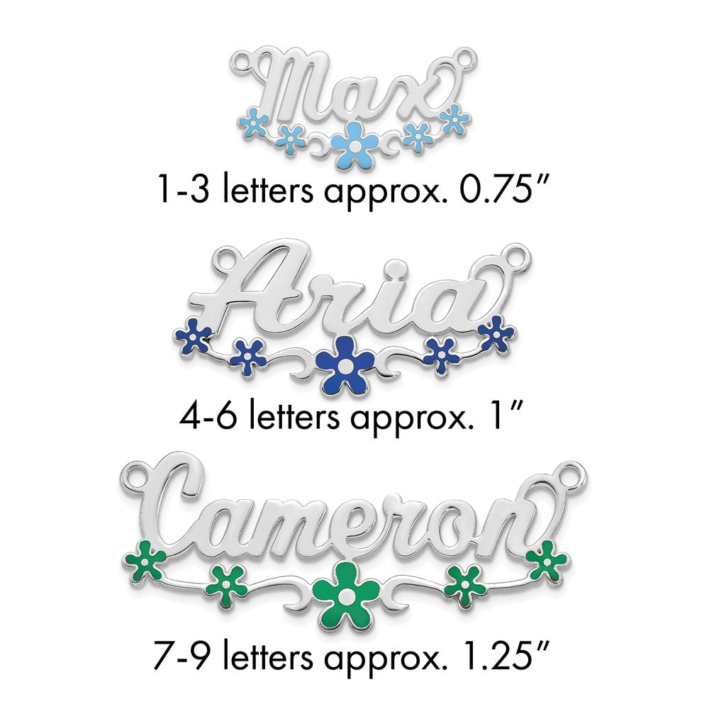 Sterling Silver/Rhodium-plated Epoxy Flower Name Plate