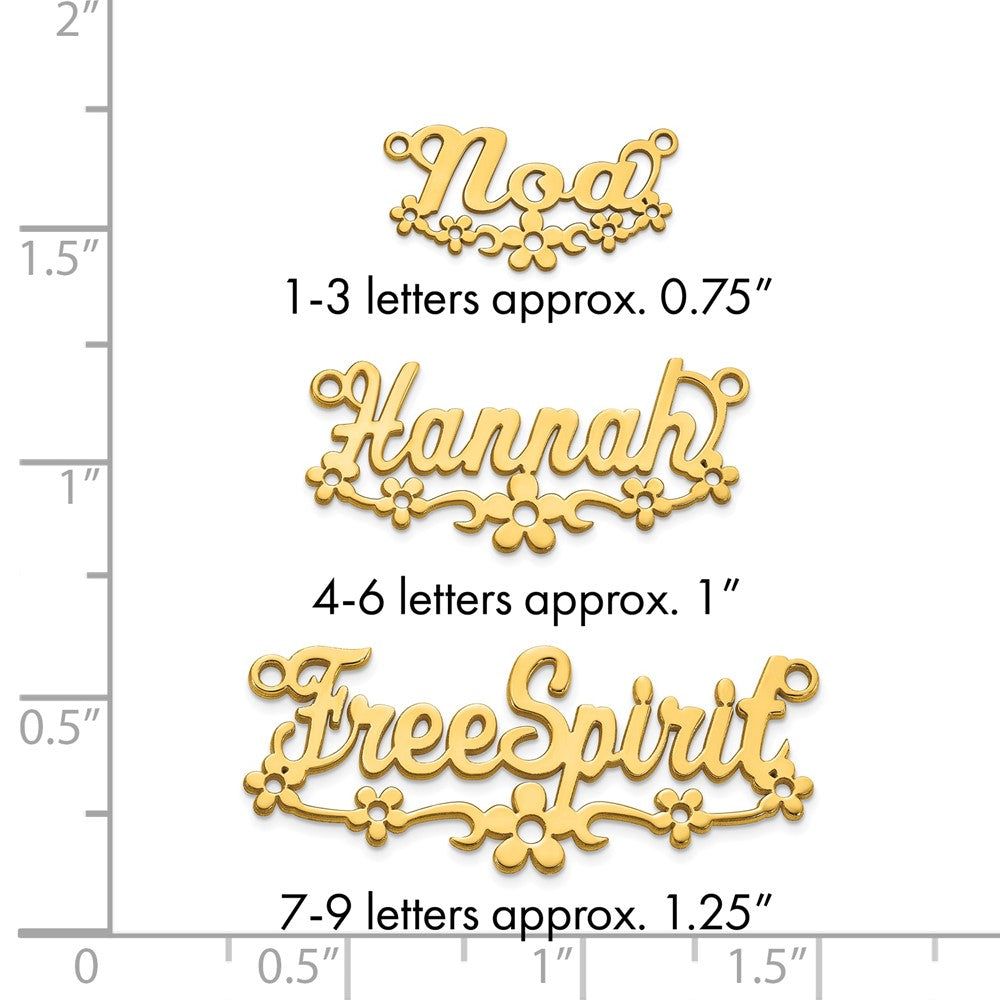 14k Yellow Gold Flower Name Plate
