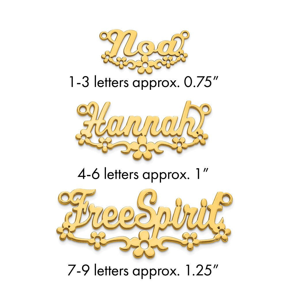 14k Yellow Gold Flower Name Plate