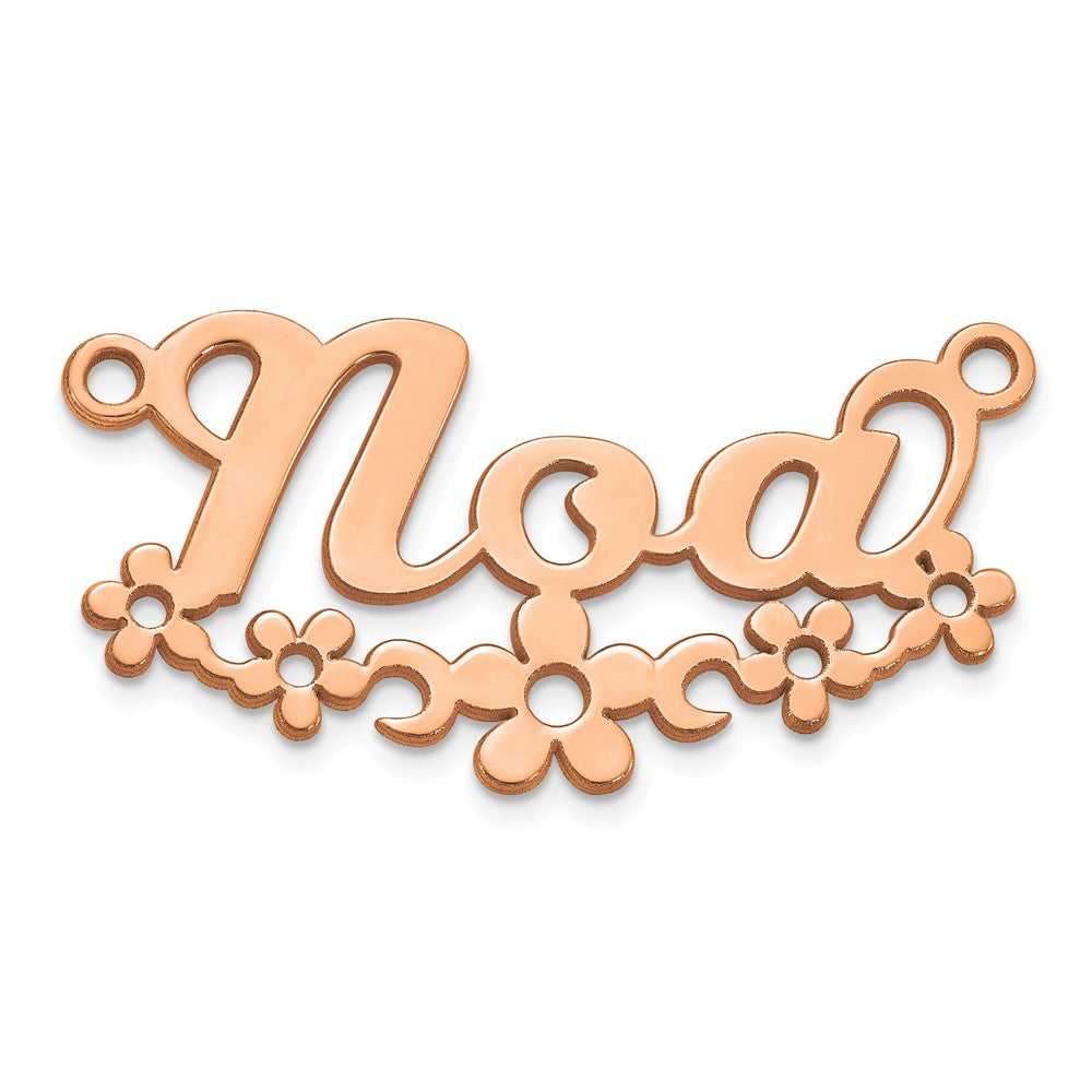 Sterling Silver/Rose Gold-Plated Flower Name Plate