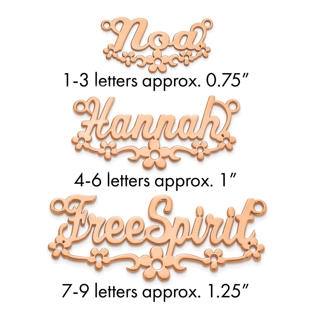 14k Rose Gold Flower Name Plate