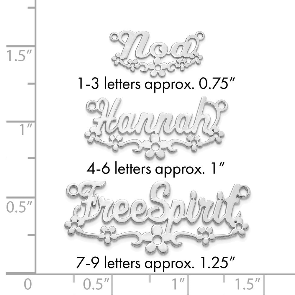 Sterling Silver/Rhodium-plated Flower Name Plate