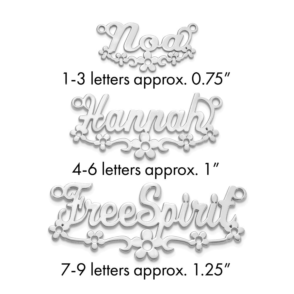 14k White Gold Flower Name Plate