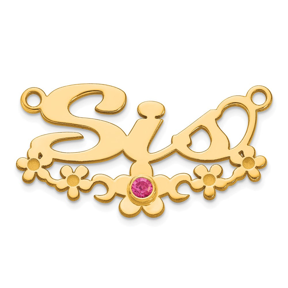 SS/Gold-plated w/ Gold-plated Bezel Birthstone Flower Name Plate