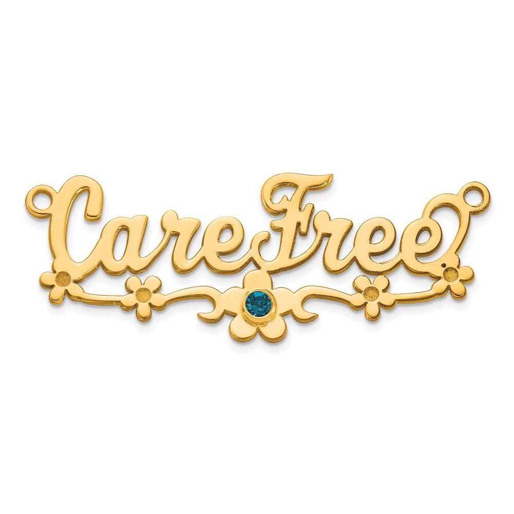 14k Yellow Gold with 14k Bezel Birthstone Flower Name Plate