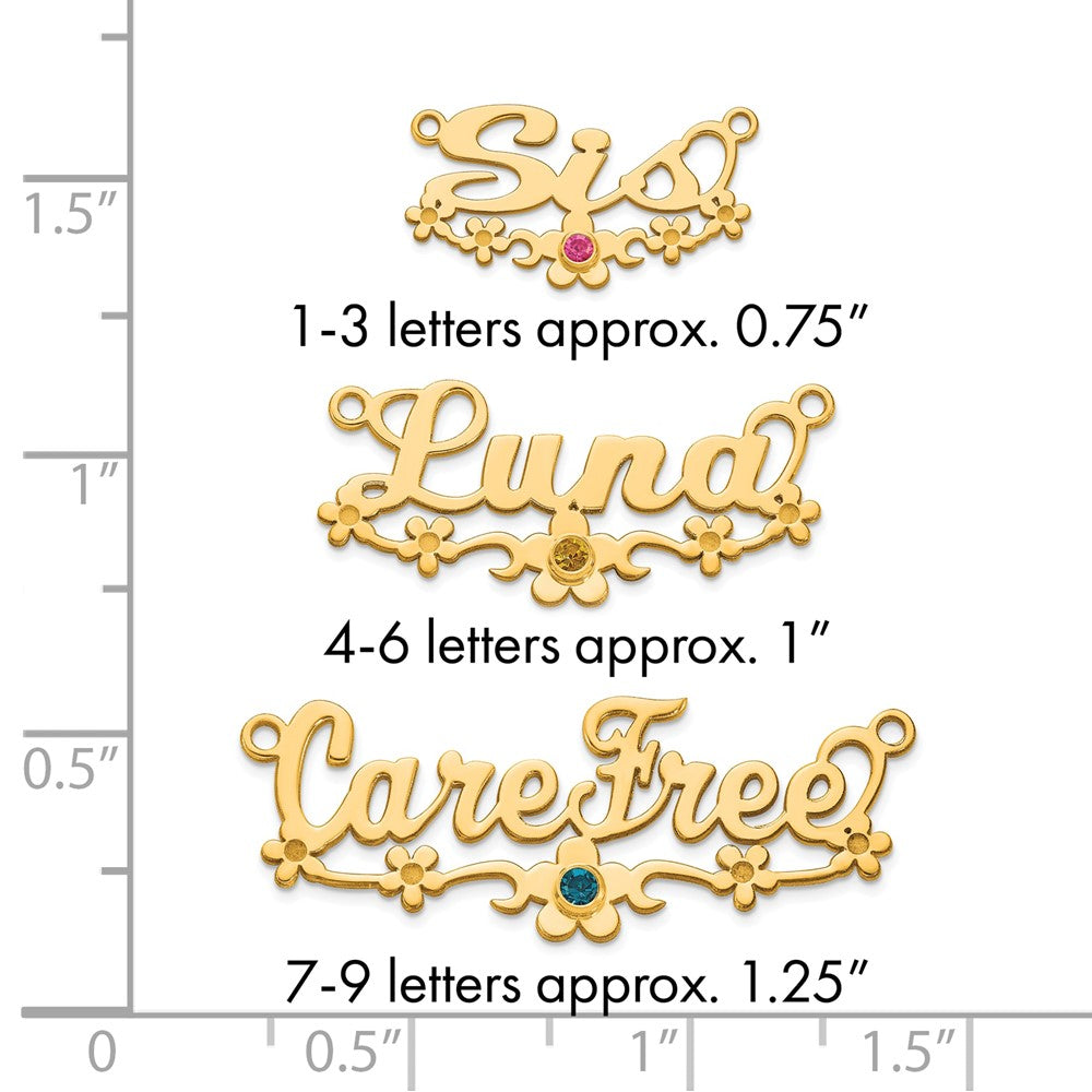 14k Yellow Gold with 14k Bezel Birthstone Flower Name Plate