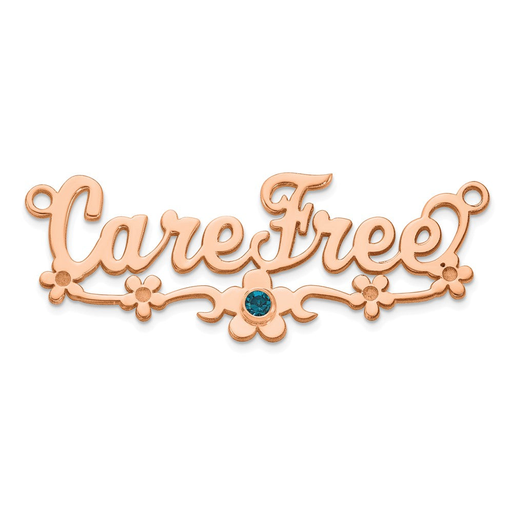 SS/Rose-plated w/ Gold-plated Bezel Birthstone Flower Name Plate