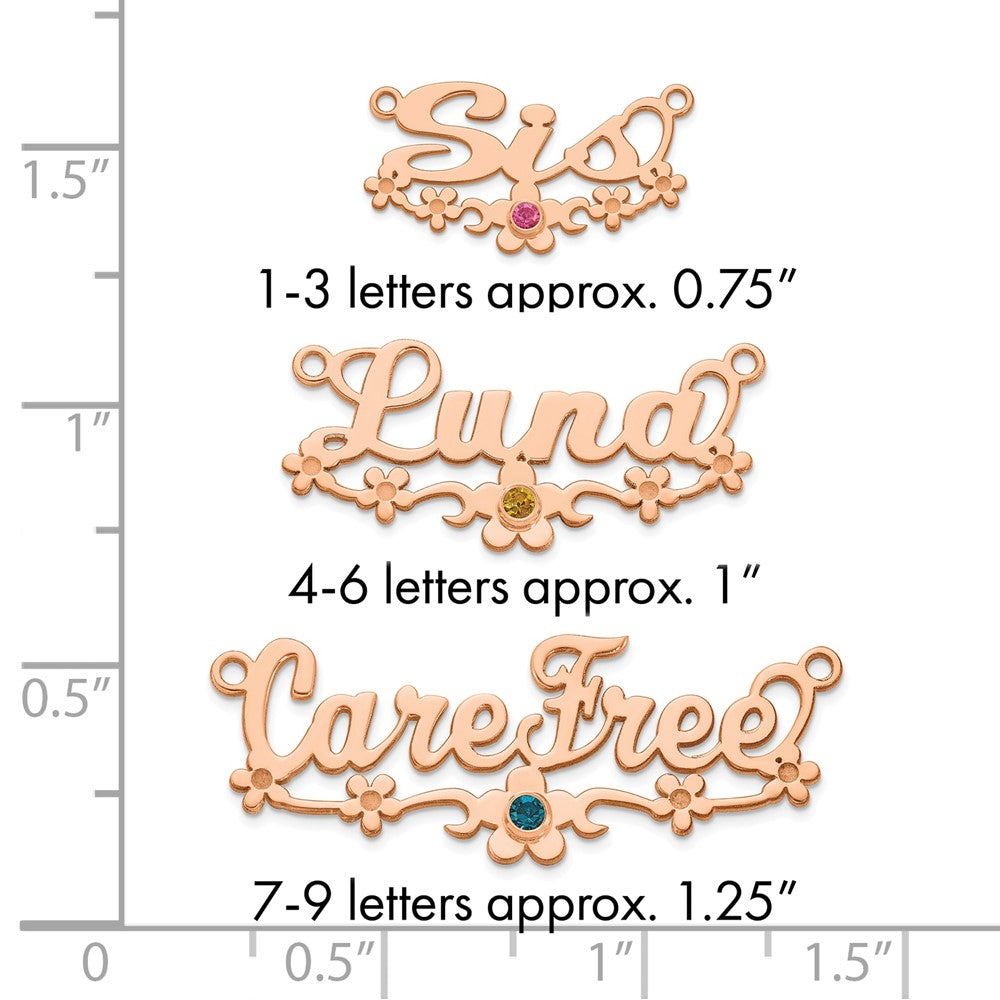 SS/Rose-plated w/ Gold-plated Bezel Birthstone Flower Name Plate