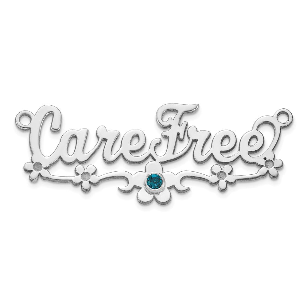 SS/Rhod-plated with SS Bezel Birthstone Flower Name Plate