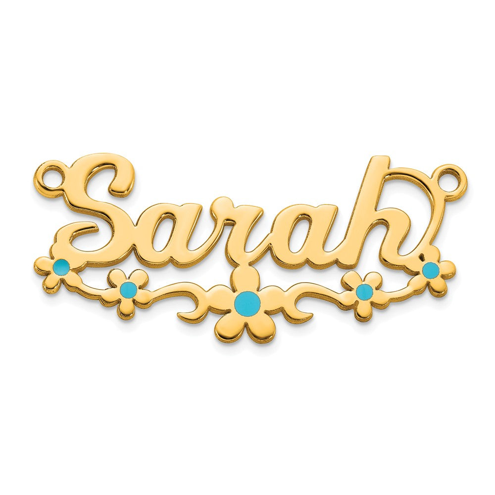 14k Yellow Gold Epoxy Flower Name Plate
