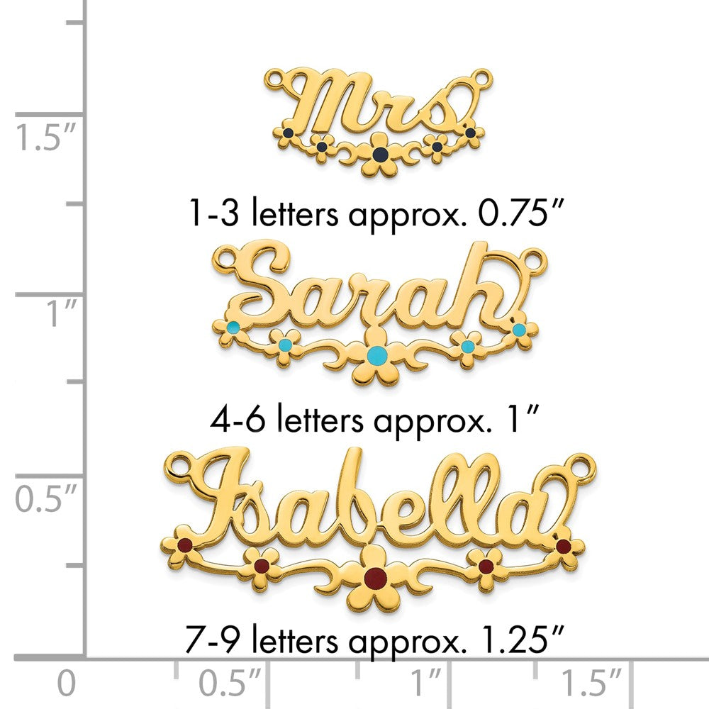 14k Yellow Gold Epoxy Flower Name Plate