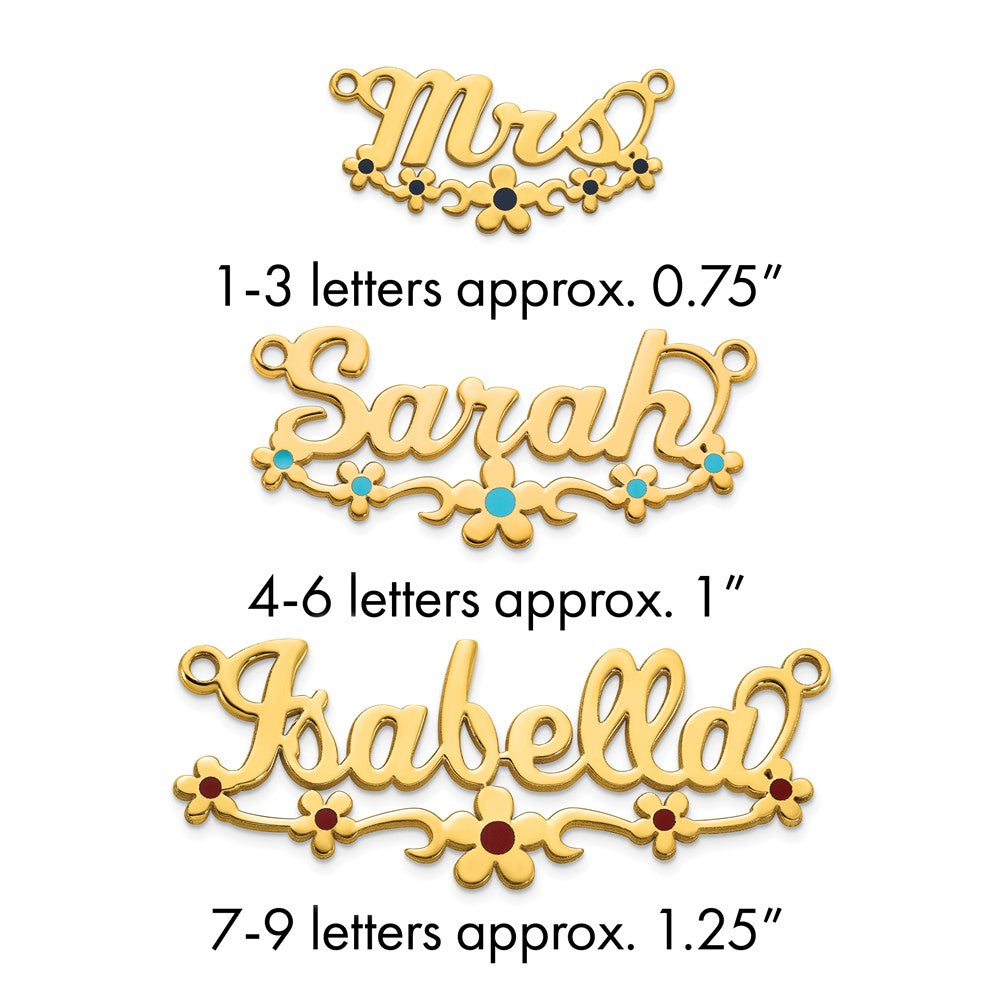 14k Yellow Gold Epoxy Flower Name Plate