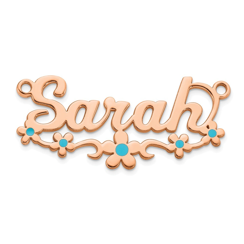 Sterling Silver/Rose-plated Epoxy Flower Name Plate