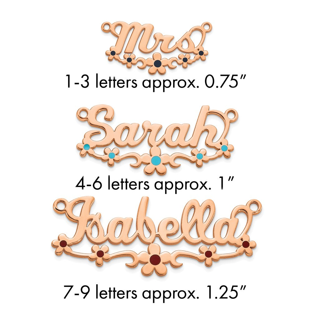14k Rose Gold Epoxy Flower Name Plate