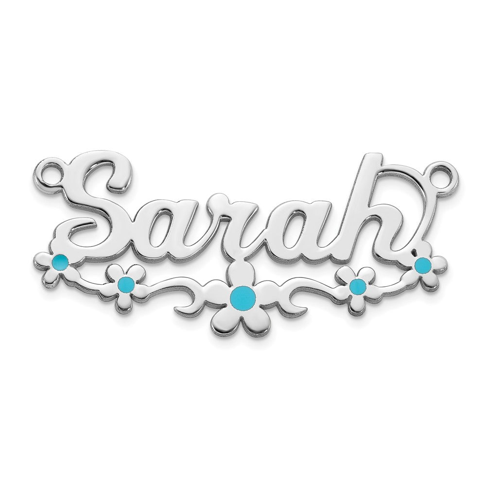 14k White Gold Epoxy Flower Name Plate