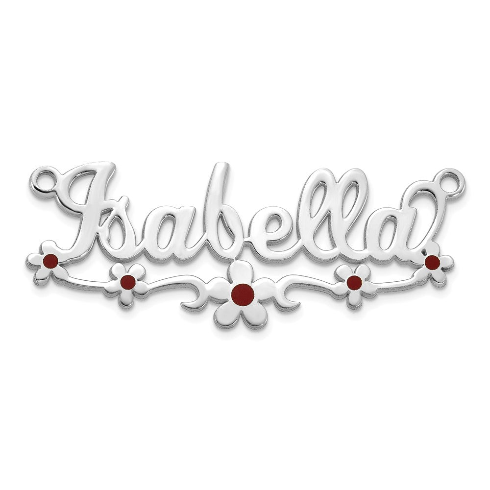 14k White Gold Epoxy Flower Name Plate