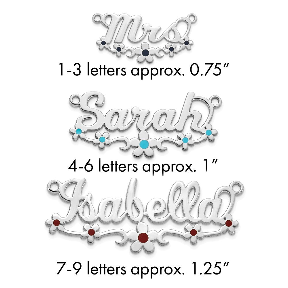 14k White Gold Epoxy Flower Name Plate