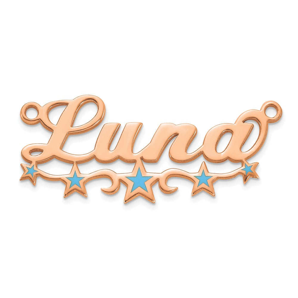 14k Rose Gold Epoxy Stars Name Plate