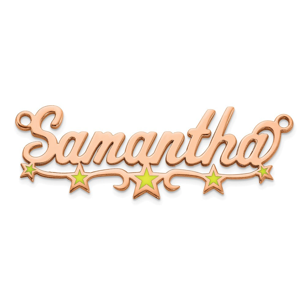 14k Rose Gold Epoxy Stars Name Plate