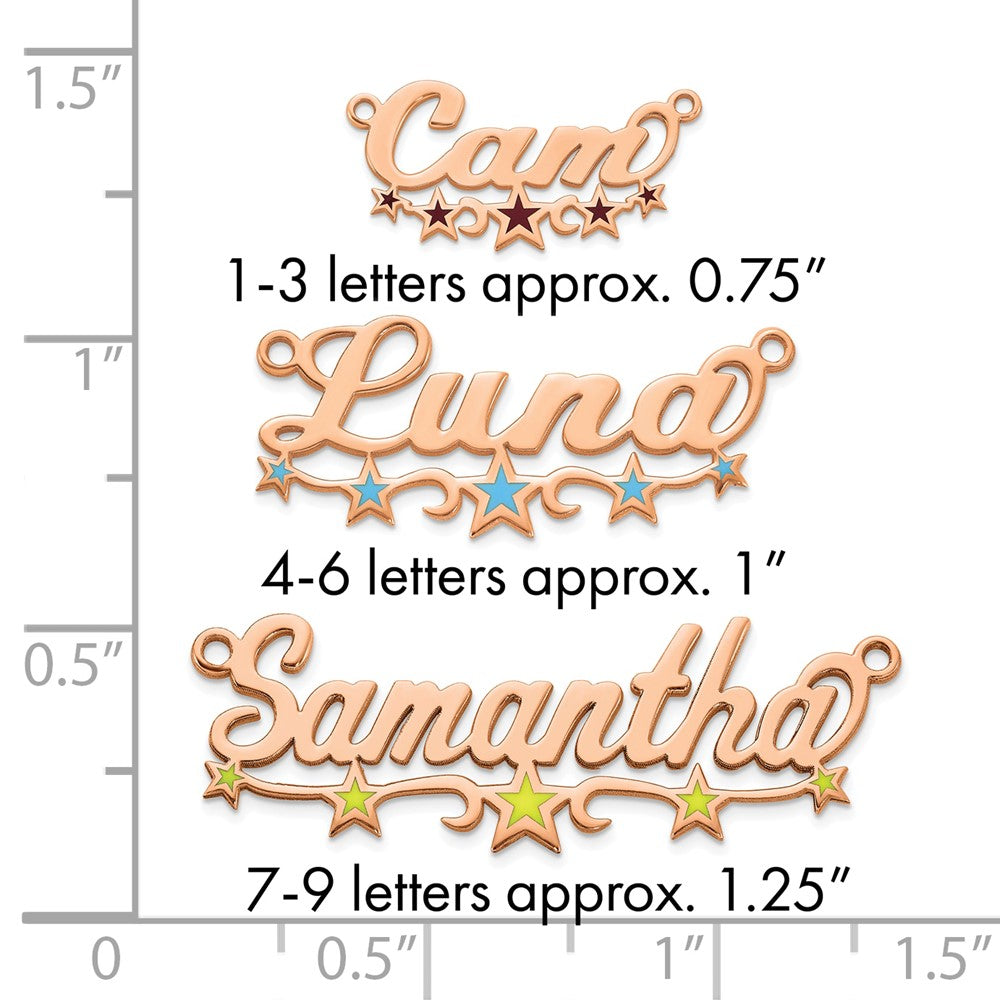 Sterling Silver/Rose-plated Epoxy Stars Name Plate