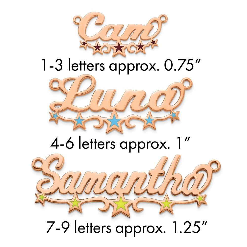 Sterling Silver/Rose-plated Epoxy Stars Name Plate