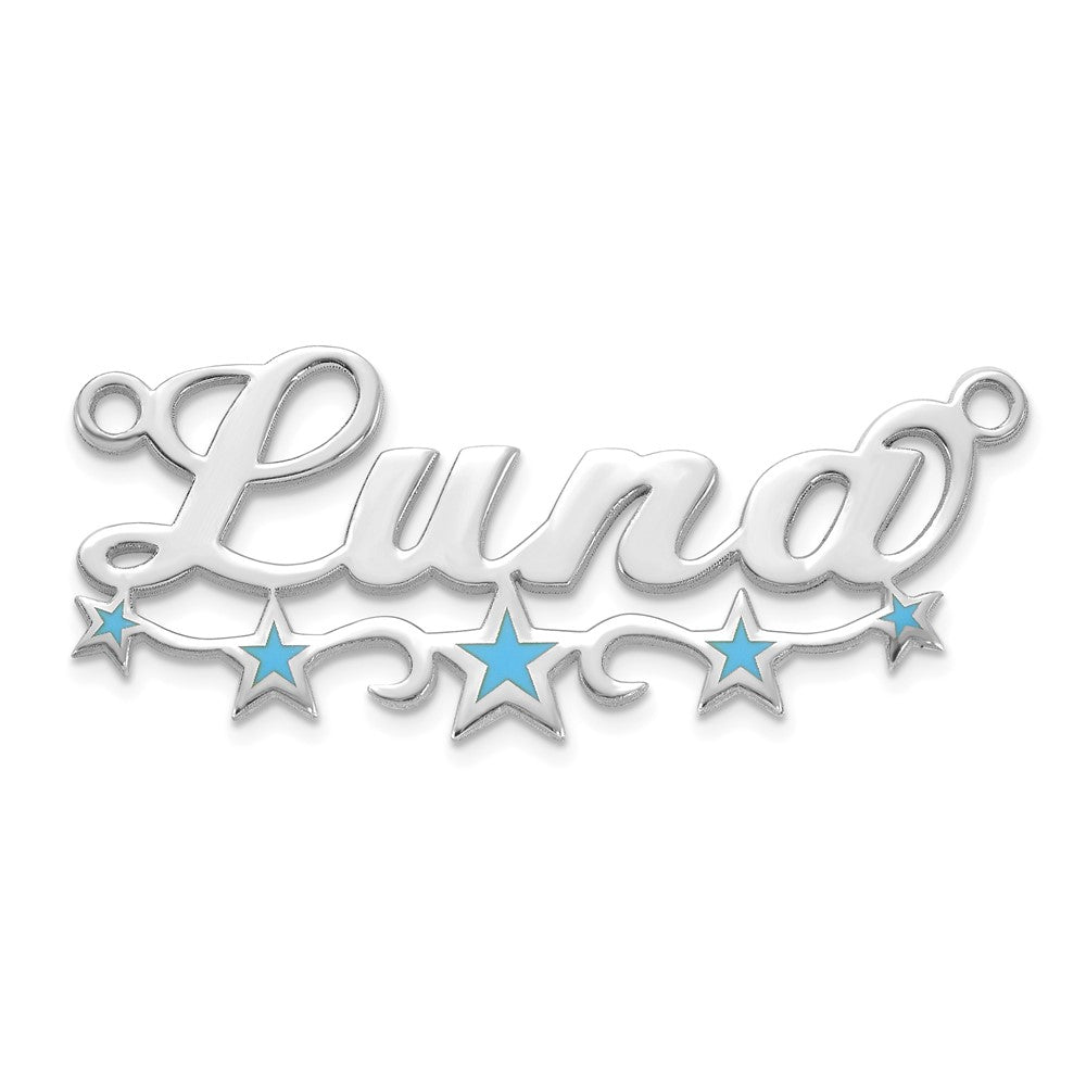 14k White Gold Epoxy Stars Name Plate