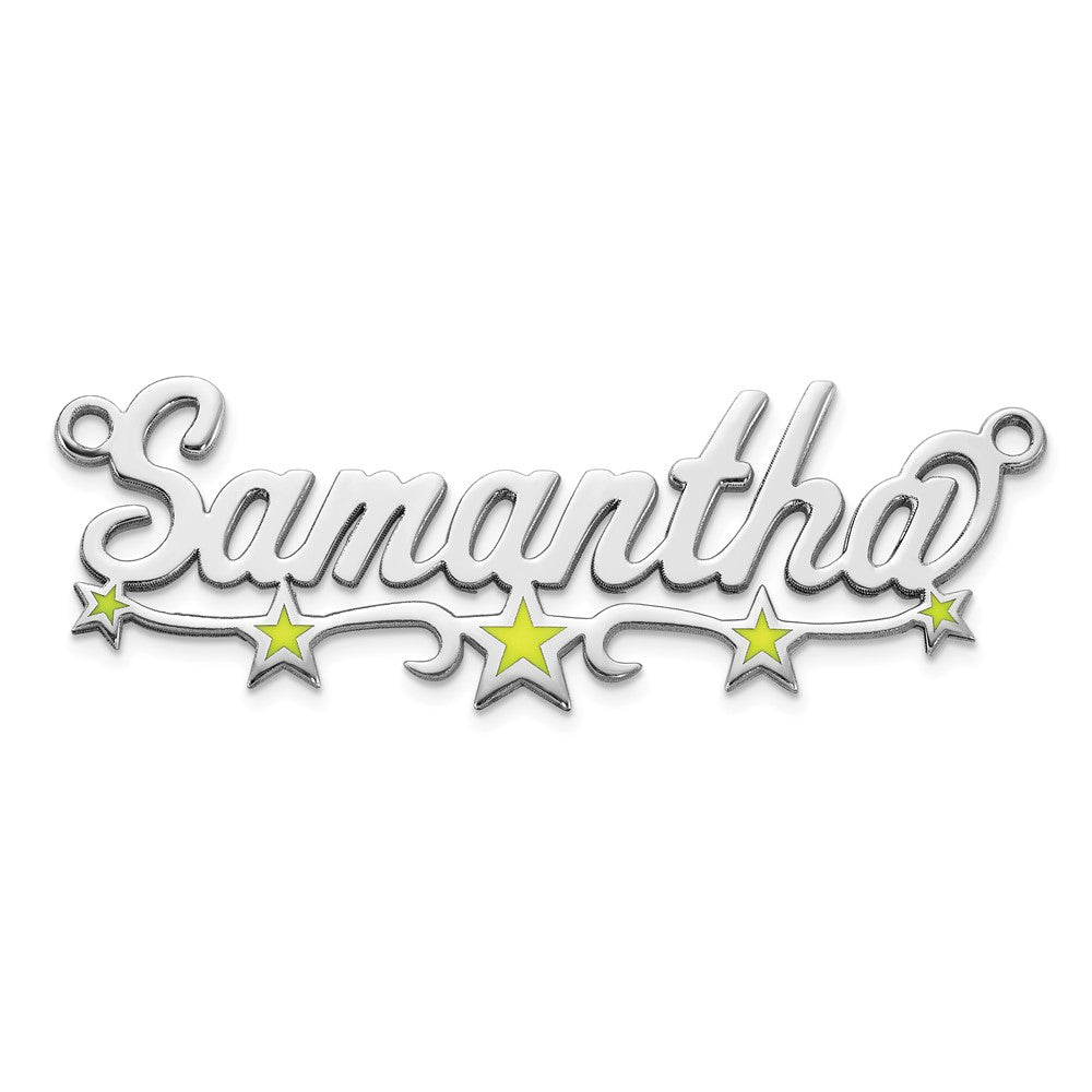 Sterling Silver/Rhodium-plated Epoxy Stars Name Plate