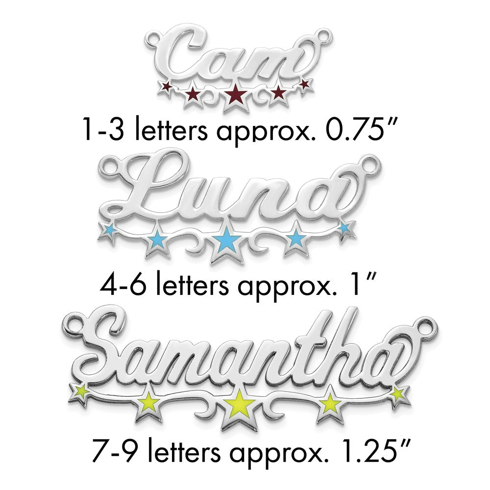 14k White Gold Epoxy Stars Name Plate