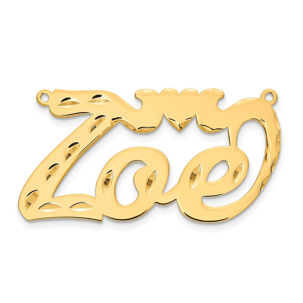 14k Yellow Gold Diamond-cut Heart Name Plate