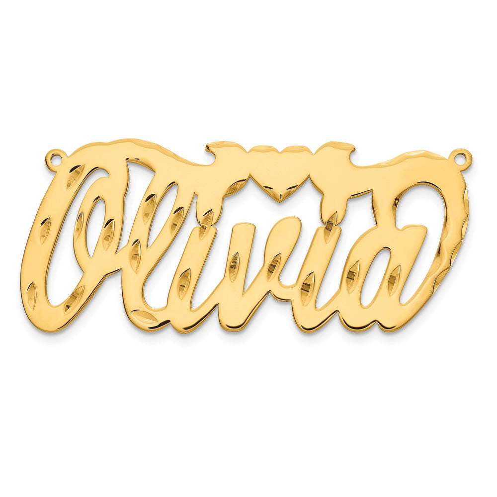 14k Yellow Gold Diamond-cut Heart Name Plate