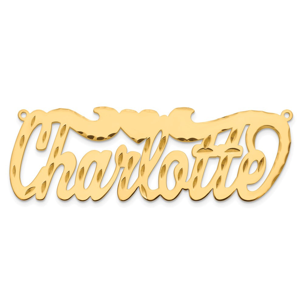14k Yellow Gold Diamond-cut Heart Name Plate