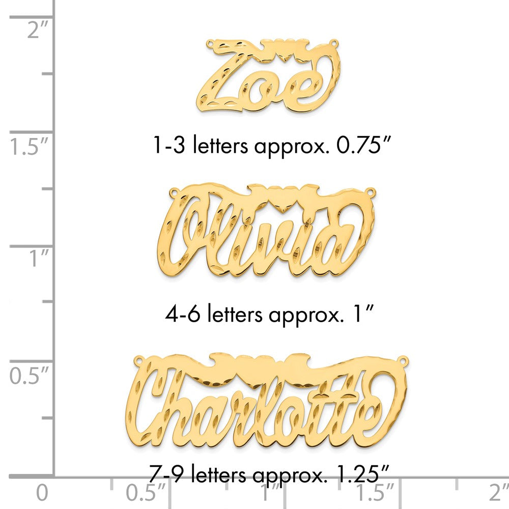 14k Yellow Gold Diamond-cut Heart Name Plate