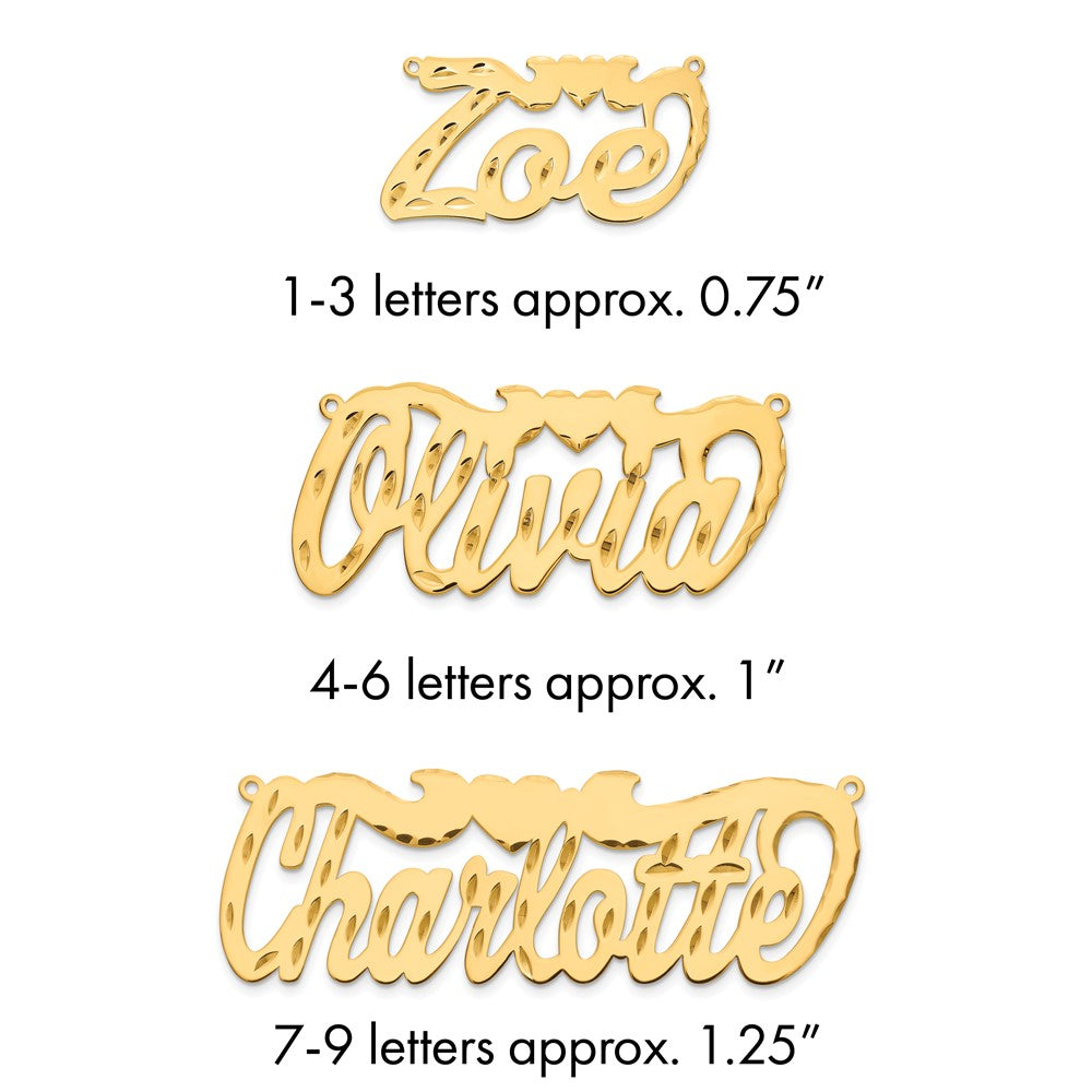 Sterling Silver/Gold-plated Diamond-cut Heart Name Plate