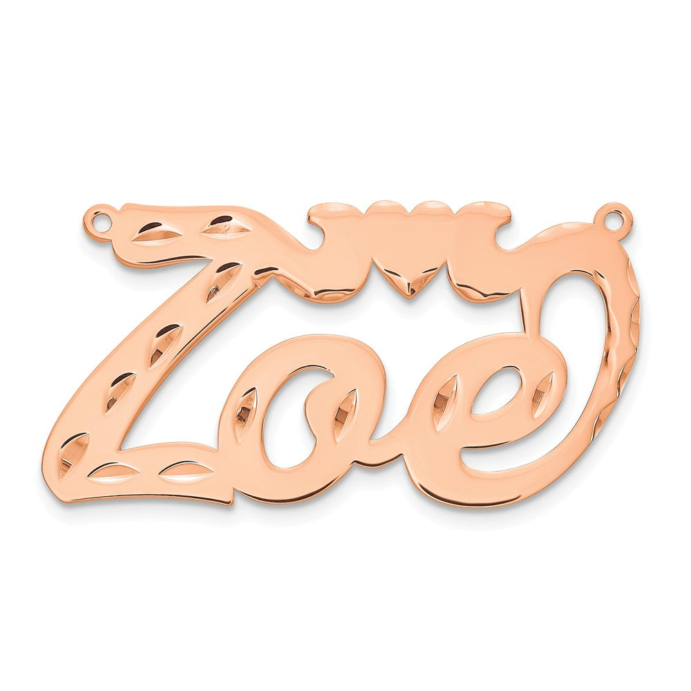 Sterling Silver/Rose-plated Diamond-cut Heart Name Plate