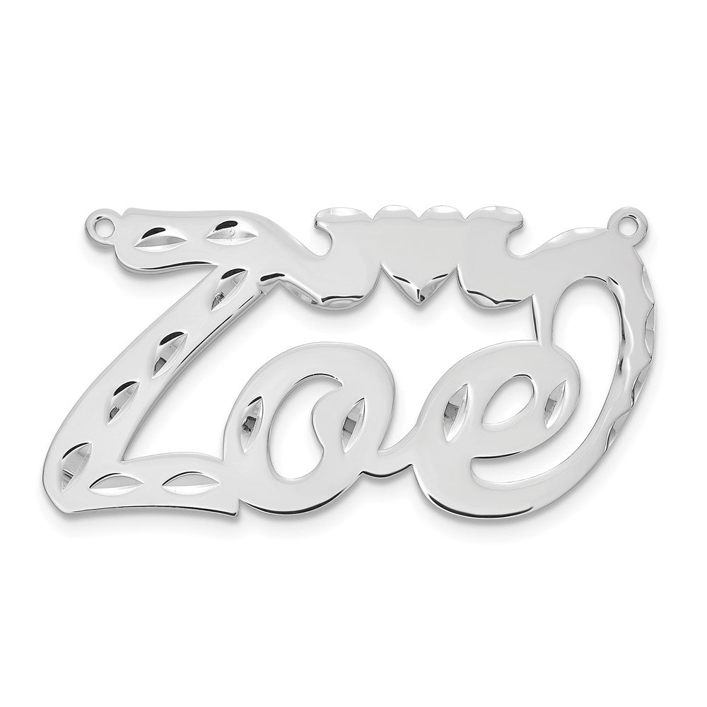 10k White Gold Diamond-cut Heart Name Plate