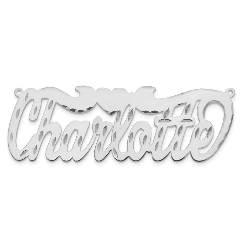 10k White Gold Diamond-cut Heart Name Plate