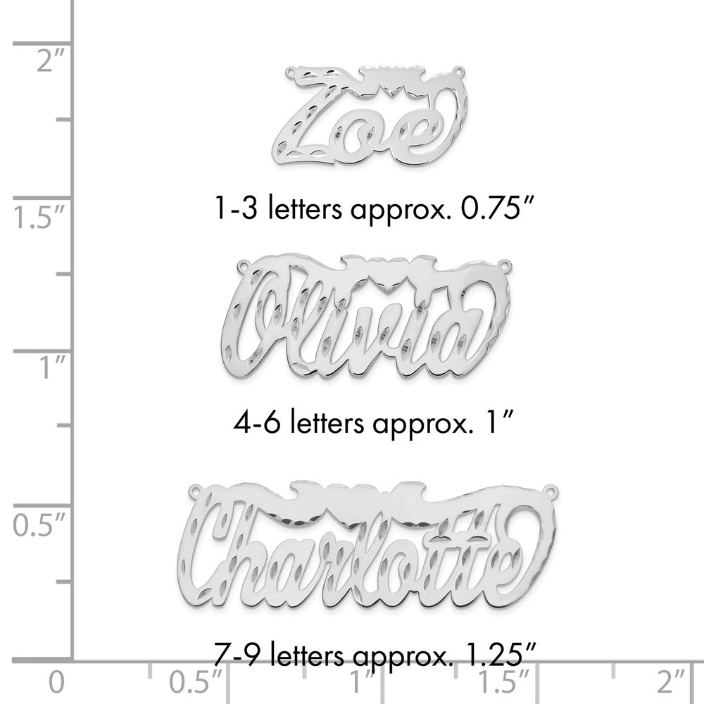 10k White Gold Diamond-cut Heart Name Plate