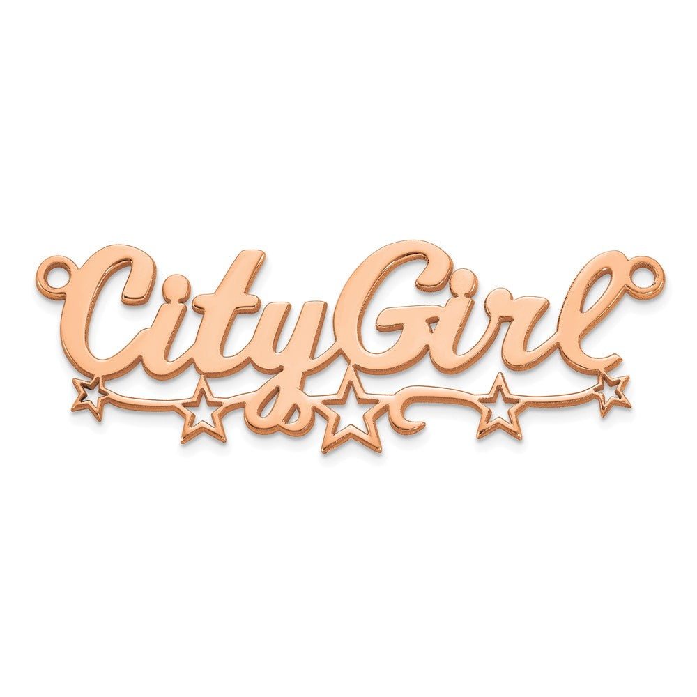 Sterling Silver/Rose-plated Cut-out Stars Name Plate