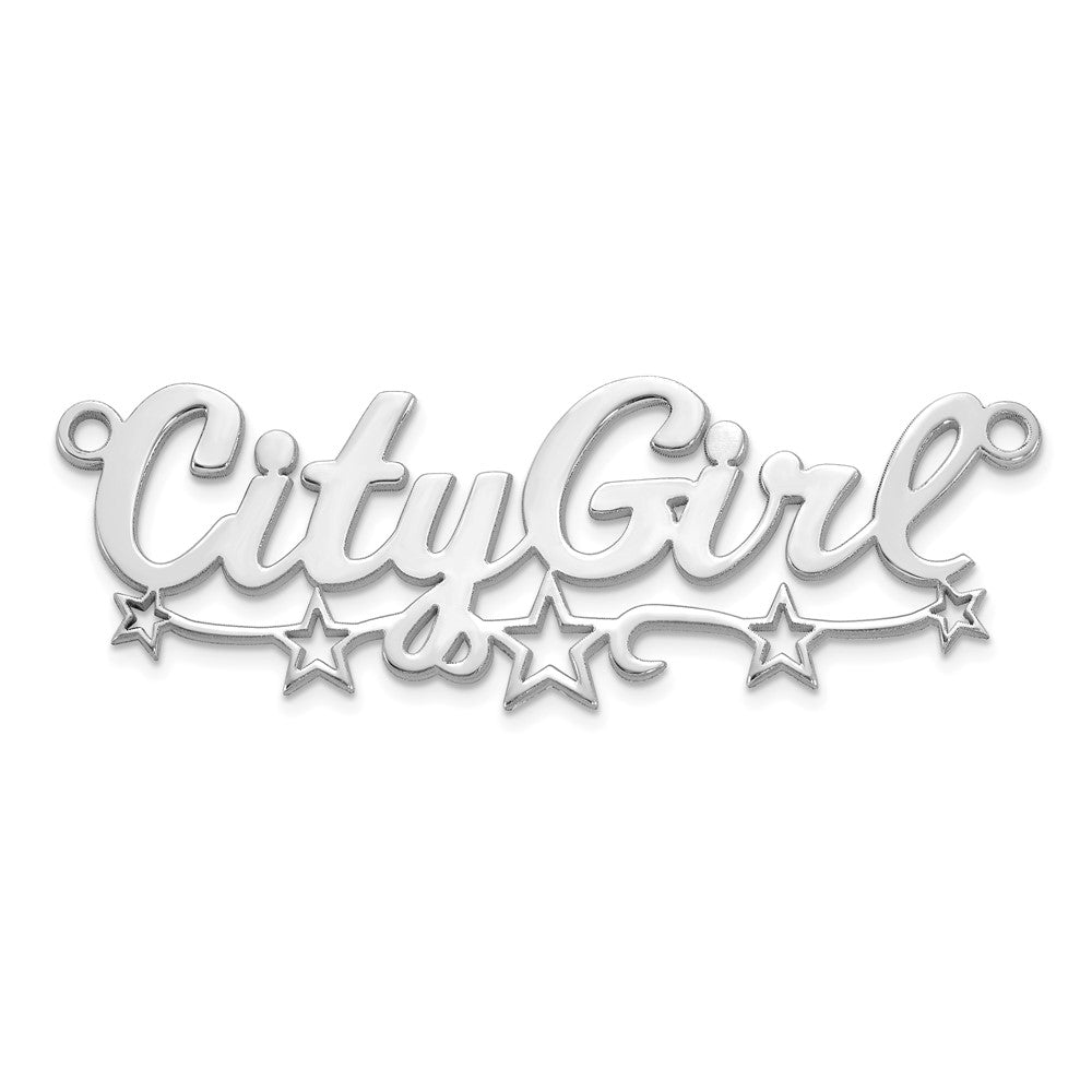 14kk White Gold Cut-out Stars Name Plate