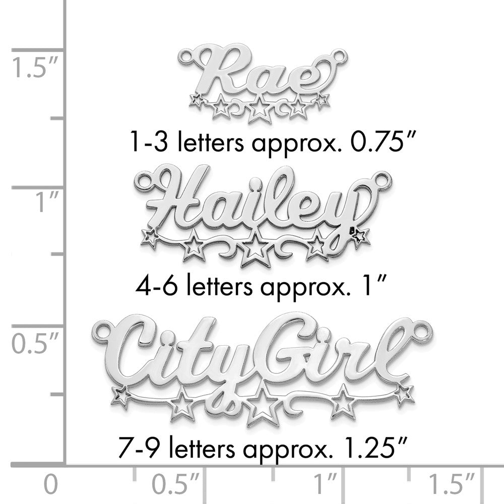 Sterling Silver/Rhodium-plated Cut-out Stars Name Plate