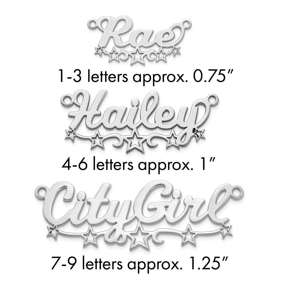 Sterling Silver/Rhodium-plated Cut-out Stars Name Plate