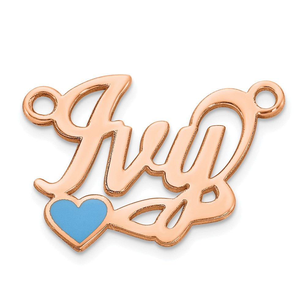 Sterling Silver/Rose-plated Epoxy Heart Name Plate