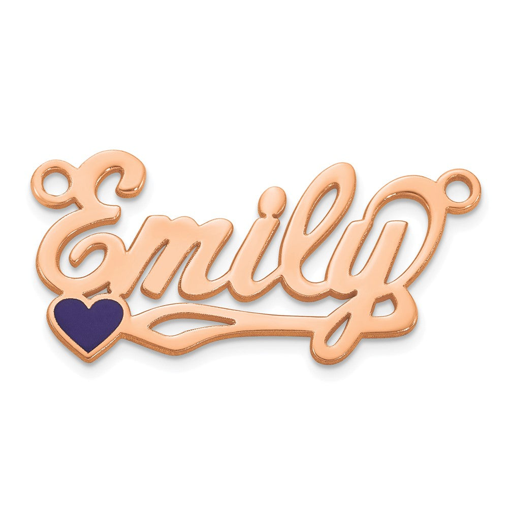 Sterling Silver/Rose-plated Epoxy Heart Name Plate