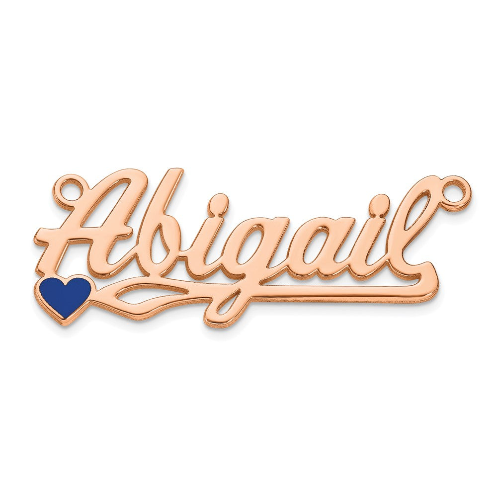 Sterling Silver/Rose-plated Epoxy Heart Name Plate
