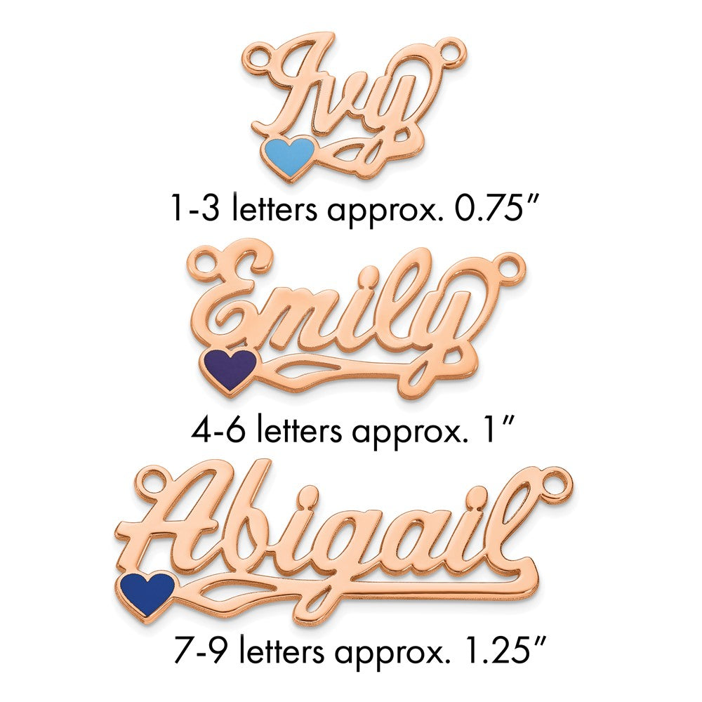 Sterling Silver/Rose-plated Epoxy Heart Name Plate