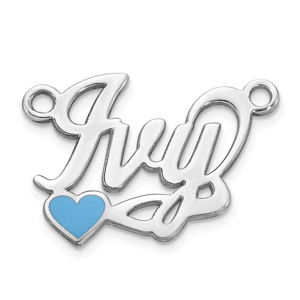 Sterling Silver/Rhodium-plated Epoxy Heart Name Plate