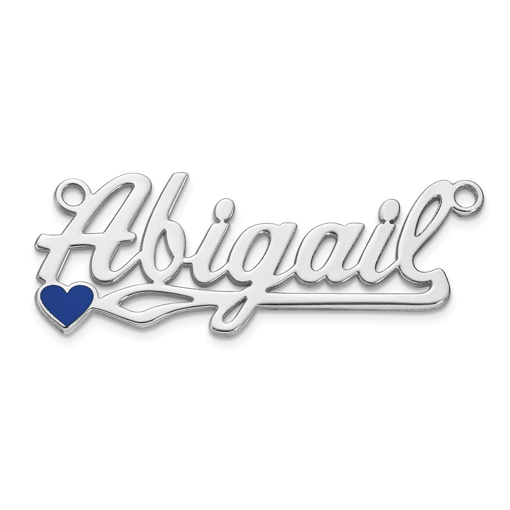 14k White Gold Epoxy Heart Name Plate