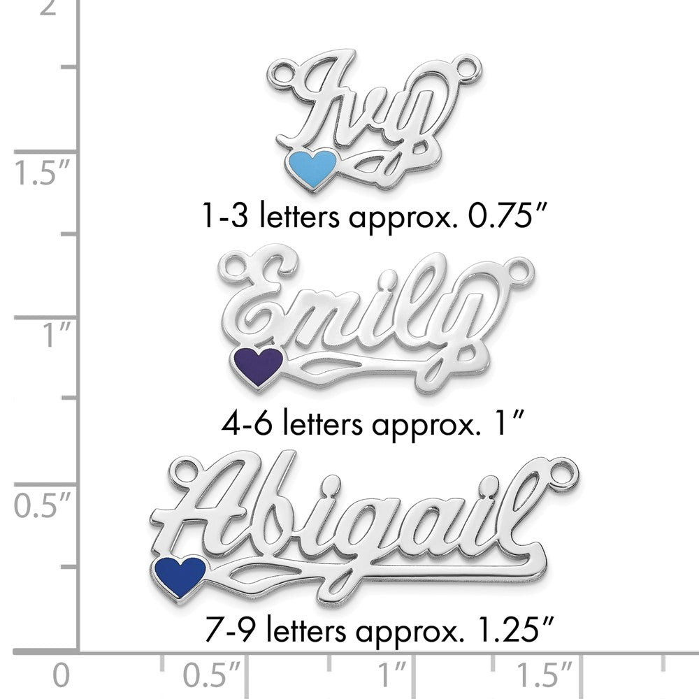 Sterling Silver/Rhodium-plated Epoxy Heart Name Plate